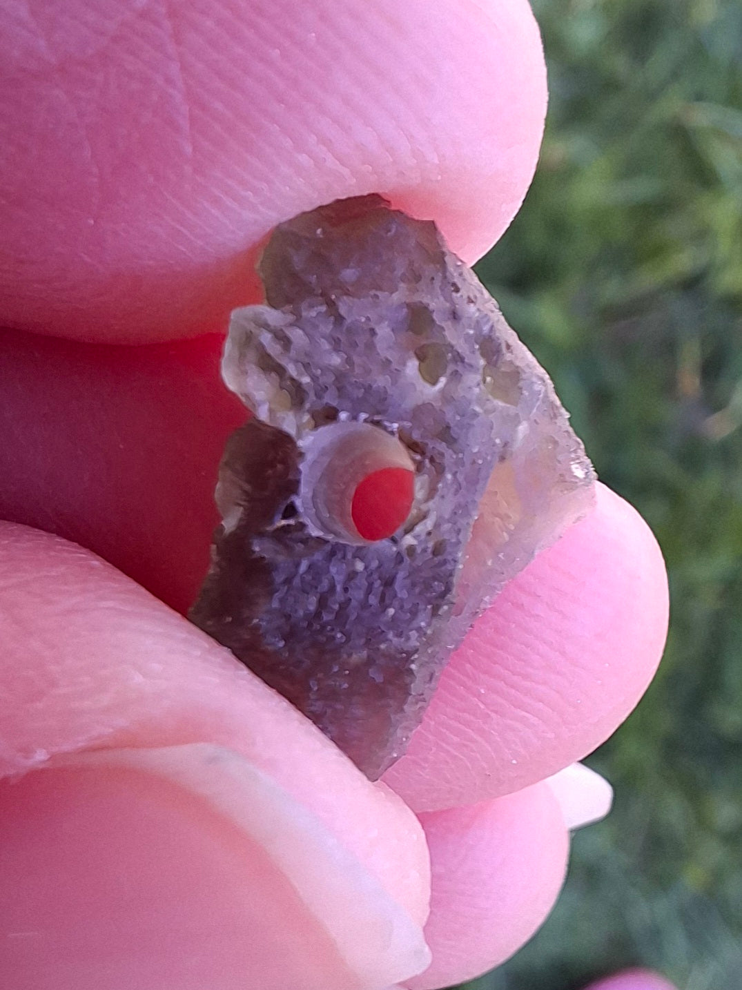 DRILLED, Moldavite Piece, 0.96g, Tektite (Ref: D27)
