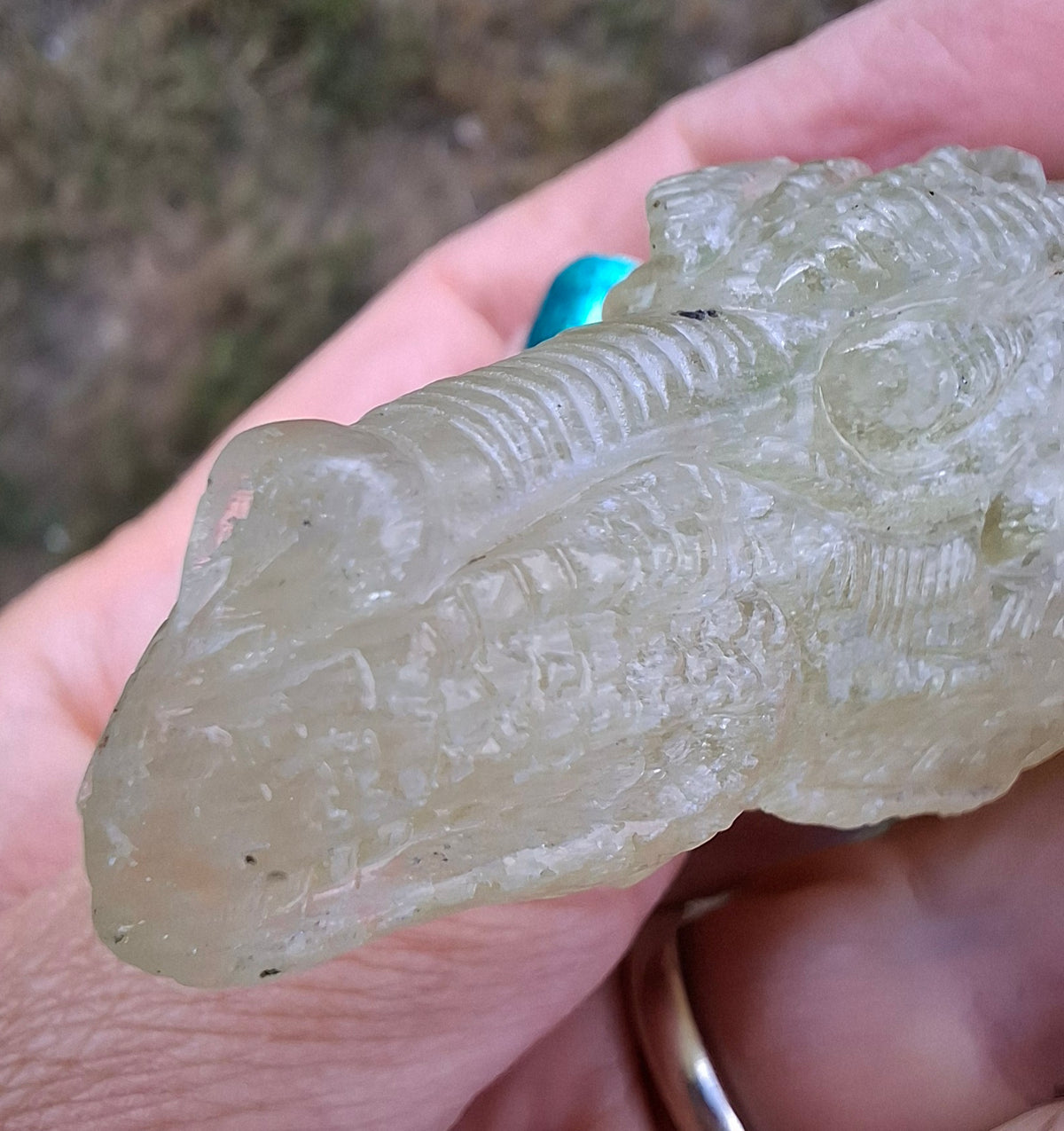 Libyan Desert Glass DRAGON HEAD carving, 48.11g, Tektite (Ref: Dragon4)