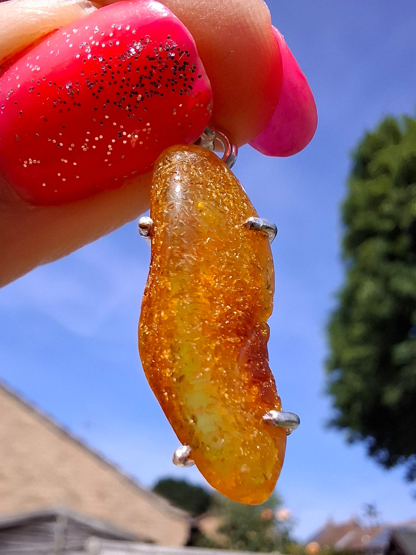 Baltic Amber Pendant, 925 Silver, Fossil (Ref: AP3)