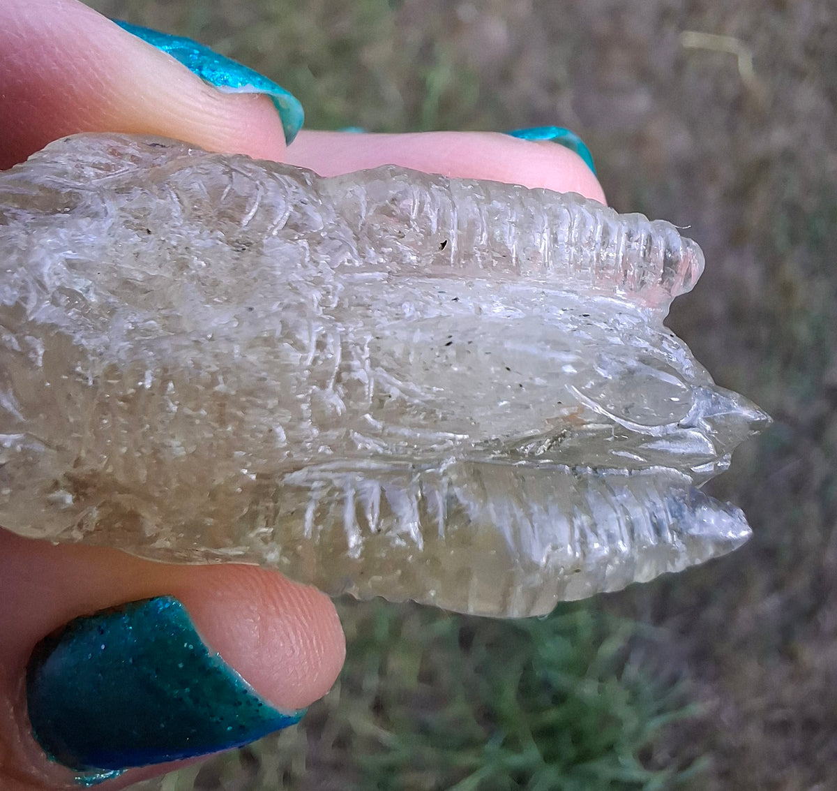 Libyan Desert Glass DRAGON HEAD carving, 22.42g, Tektite (Ref: Dragon 2)