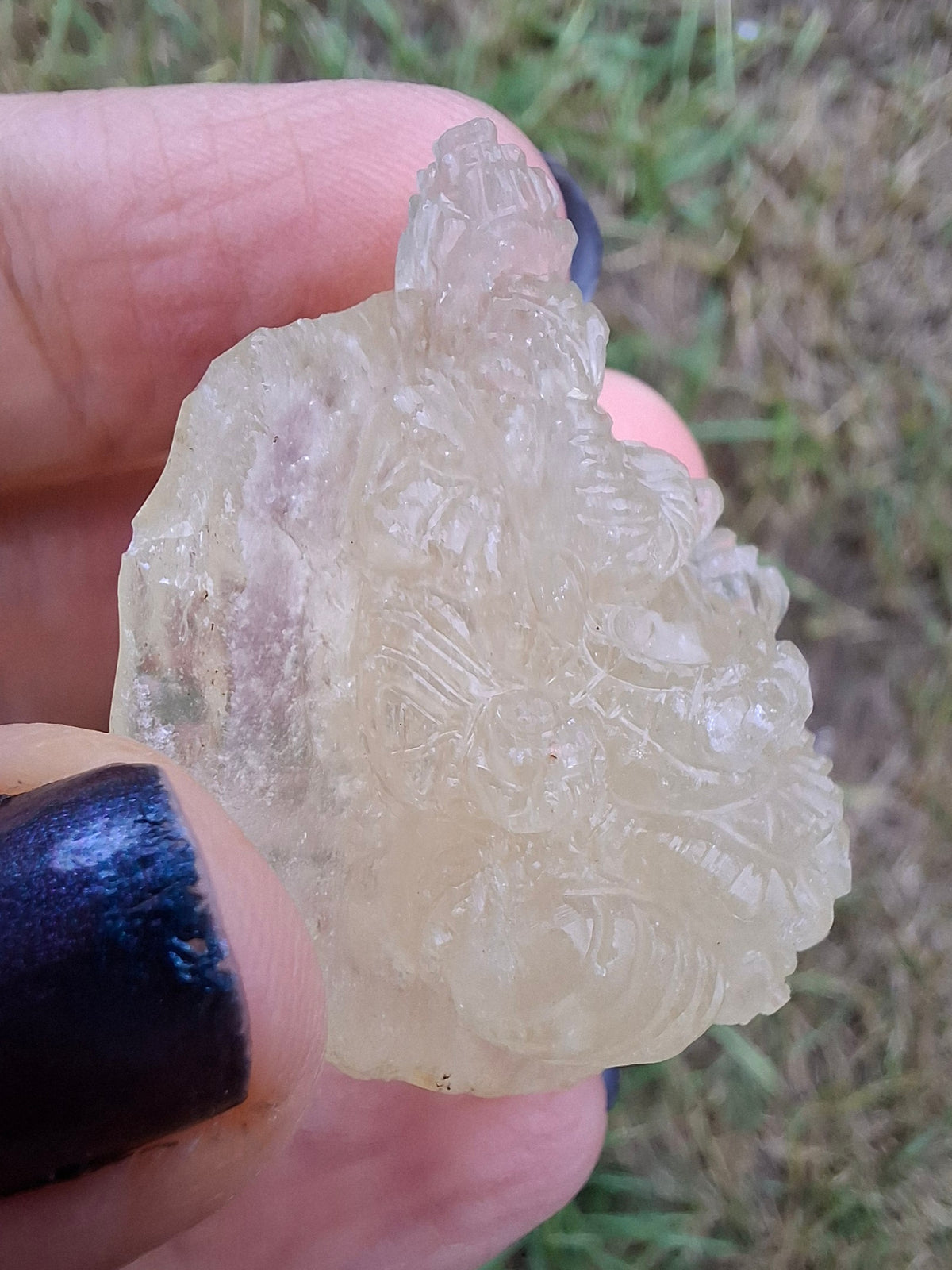Libyan Desert Glass GANESHA carving, 20.76g, Tektite (Ref: Ganesha4)