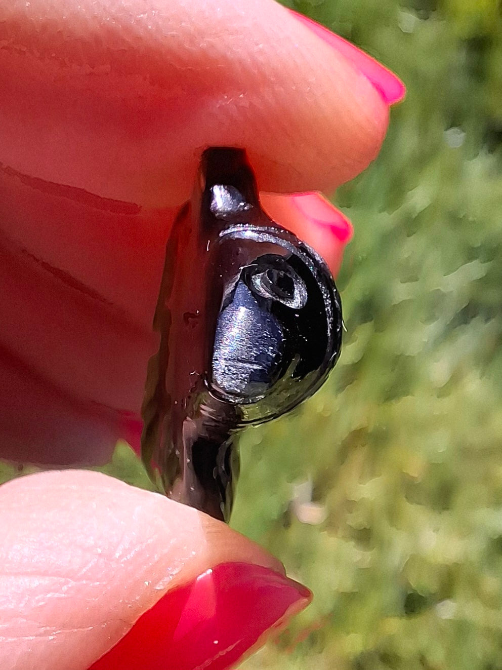 Moldavite FISH carving, (flat back), 3.29g, Tektite (Ref: Fish9)