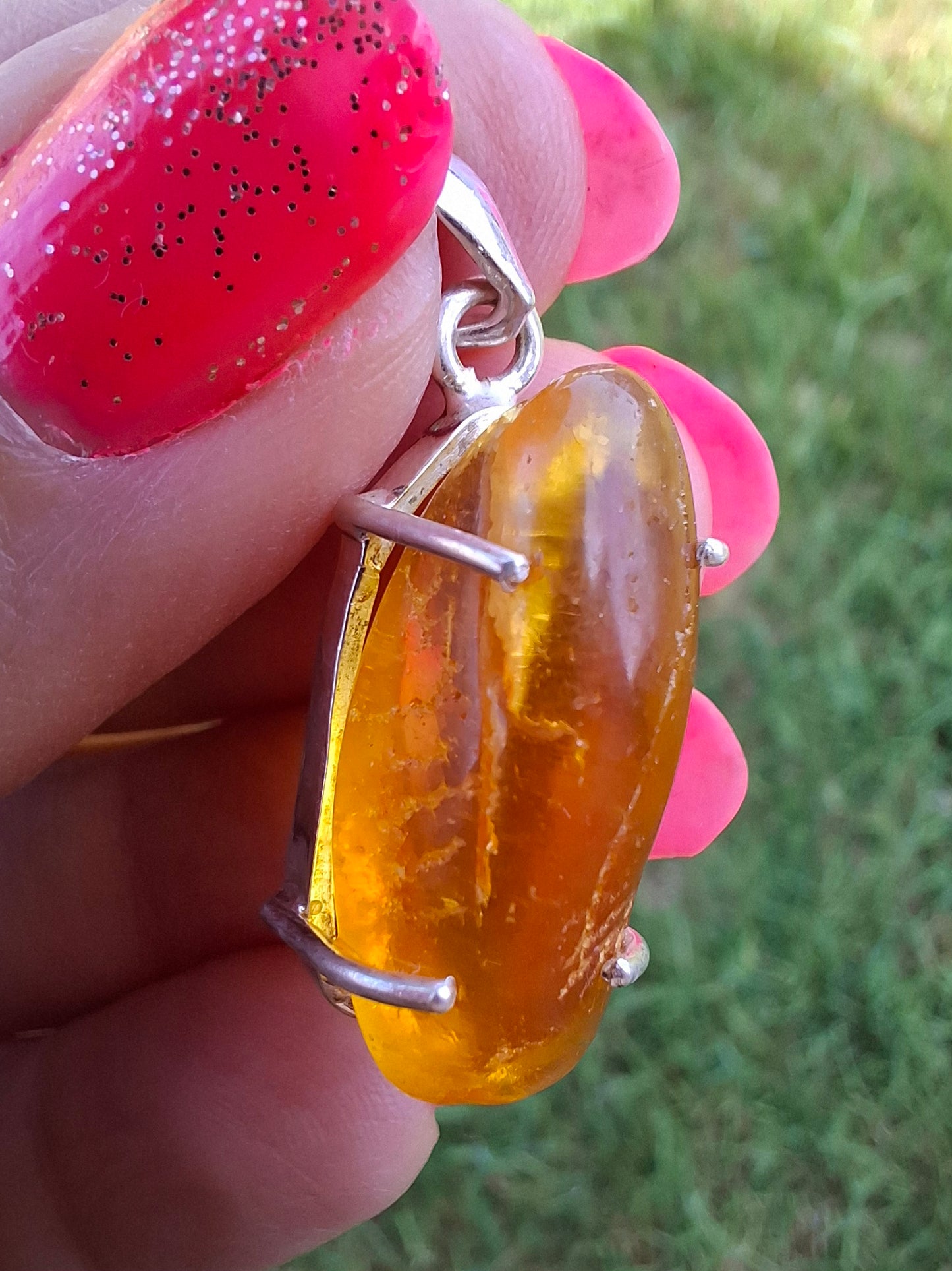 Baltic Amber Pendant, 925 Silver, Fossil (Ref: AP13)