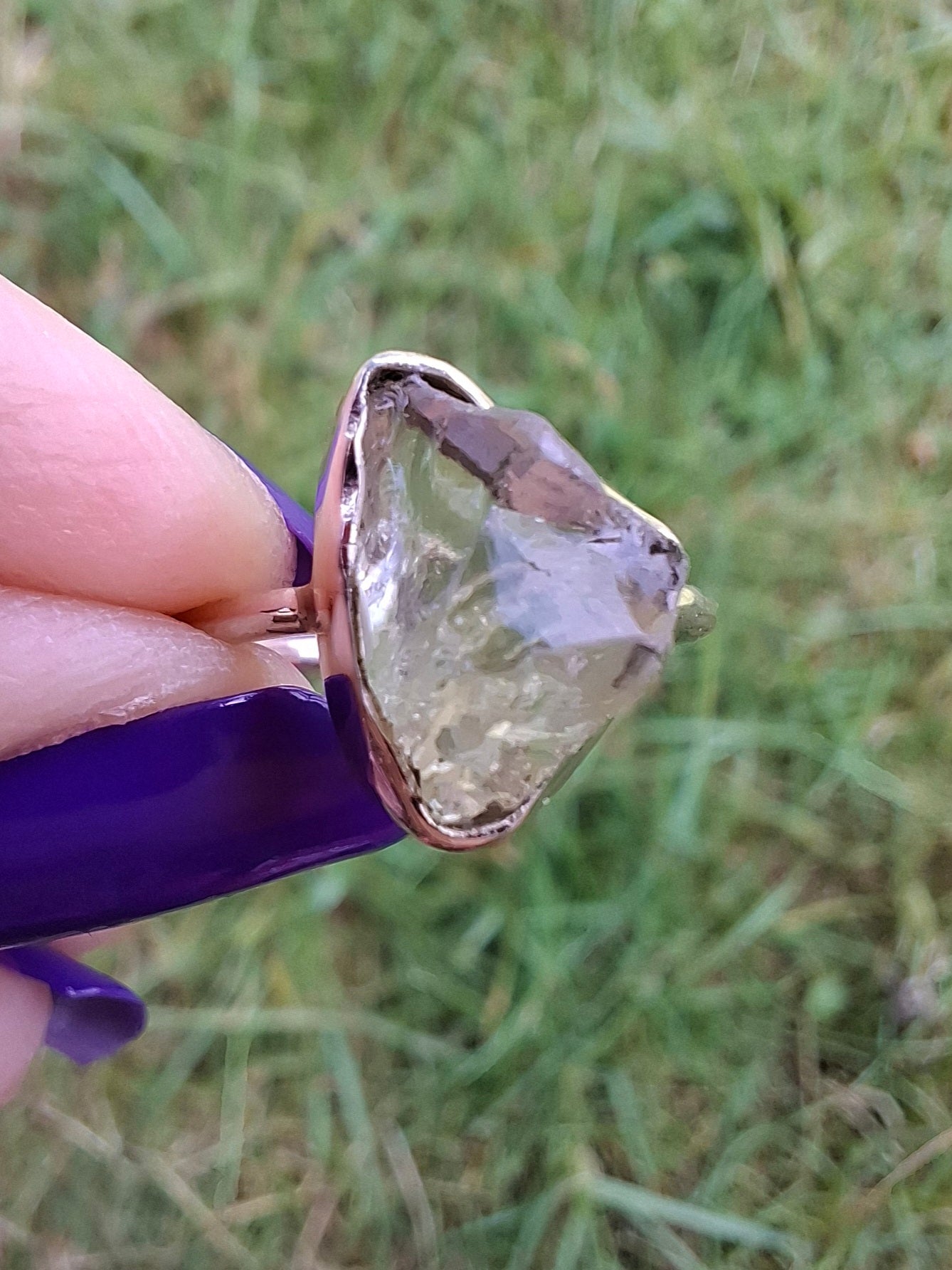 Libyan Desert Glass Ring, size large J/small K, 925 Silver, Tektite (Ref: LR10)