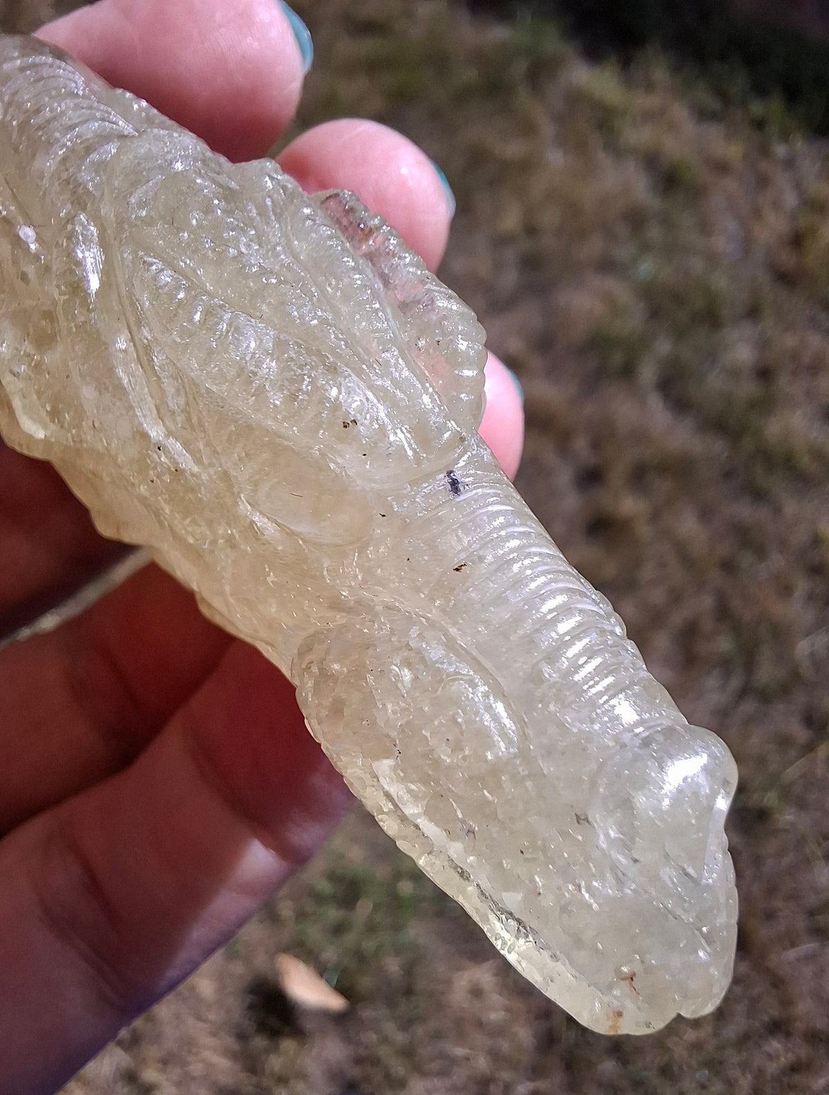 Libyan Desert Glass DRAGON HEAD carving, 48.11g, Tektite (Ref: Dragon4)