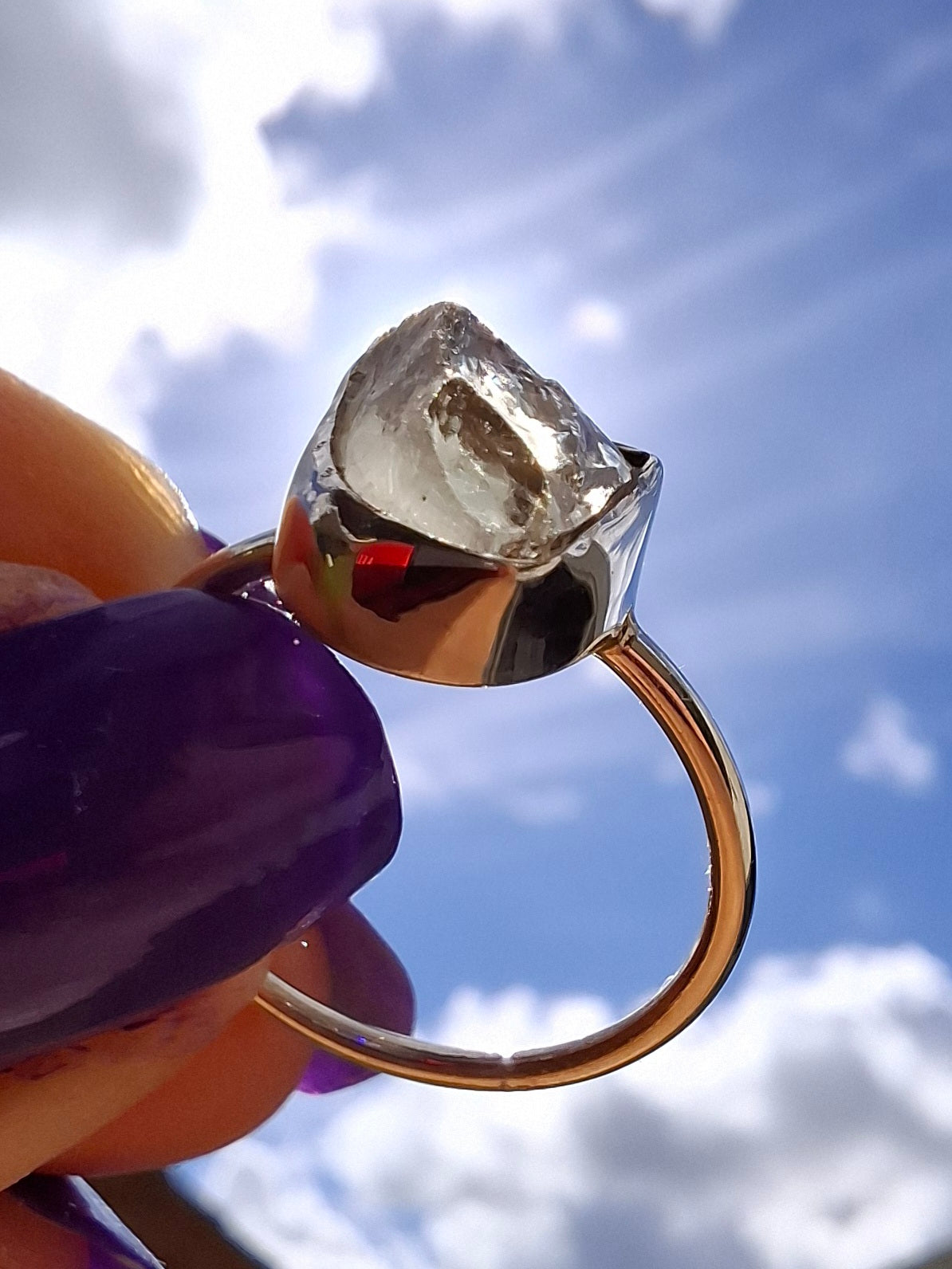 Libyan Desert Glass Ring, size large O, 925 Silver, Tektite (Ref: LR23)