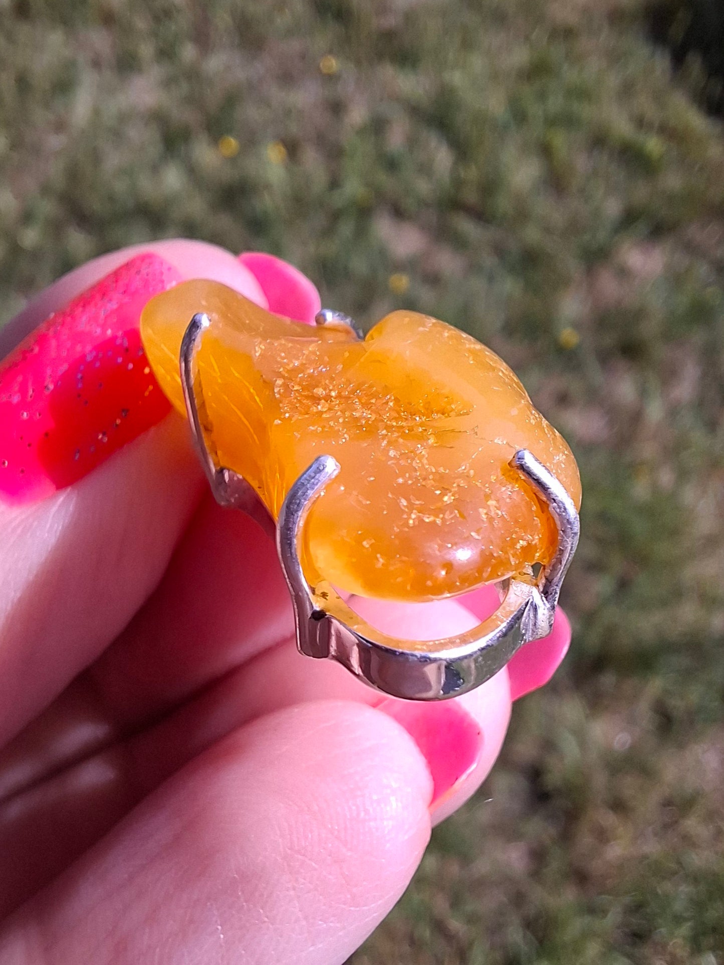 Baltic Amber Pendant, 925 Silver, Fossil (Ref: AP7)