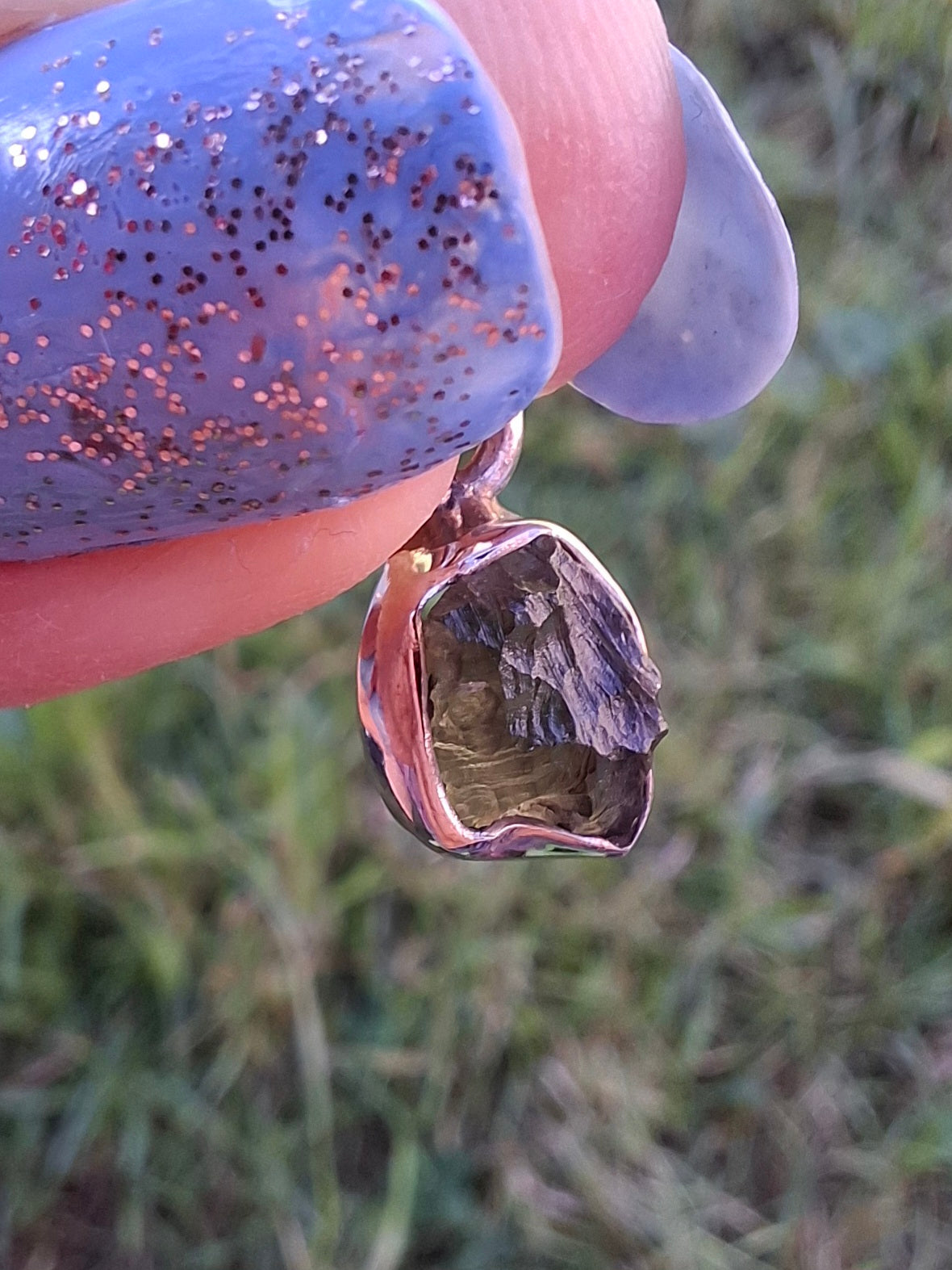 Moldavite Pendant, 925 Silver, Tektite (Ref: P86)