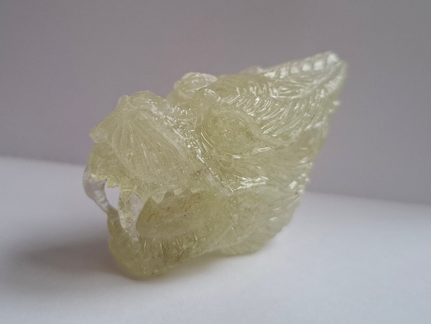 Libyan Desert Glass DRAGON HEAD Carving, 75.84g, Tektite (Ref: Dragon1)