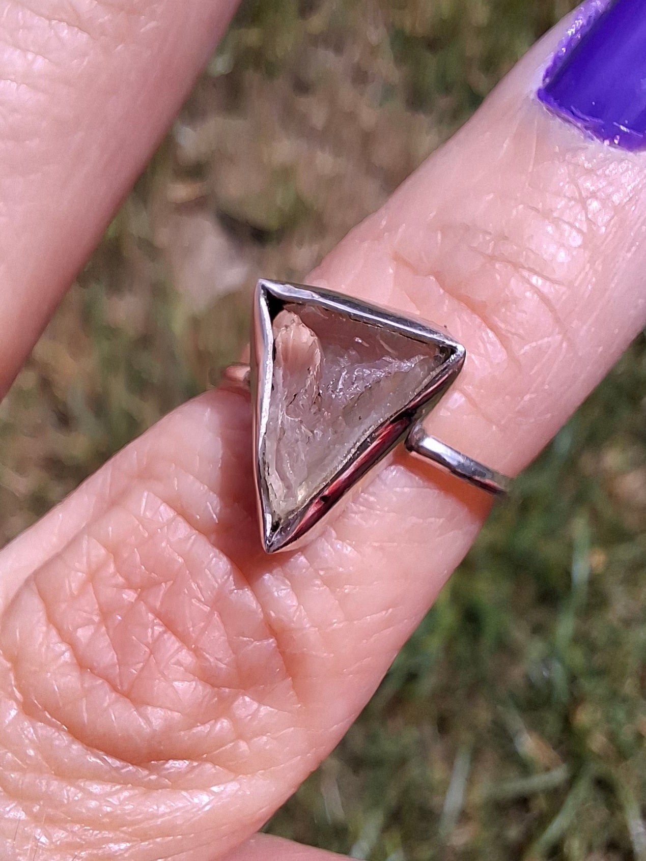 Libyan Desert Glass Ring, size large J/small K, 925 Silver, Tektite (Ref: LR11)