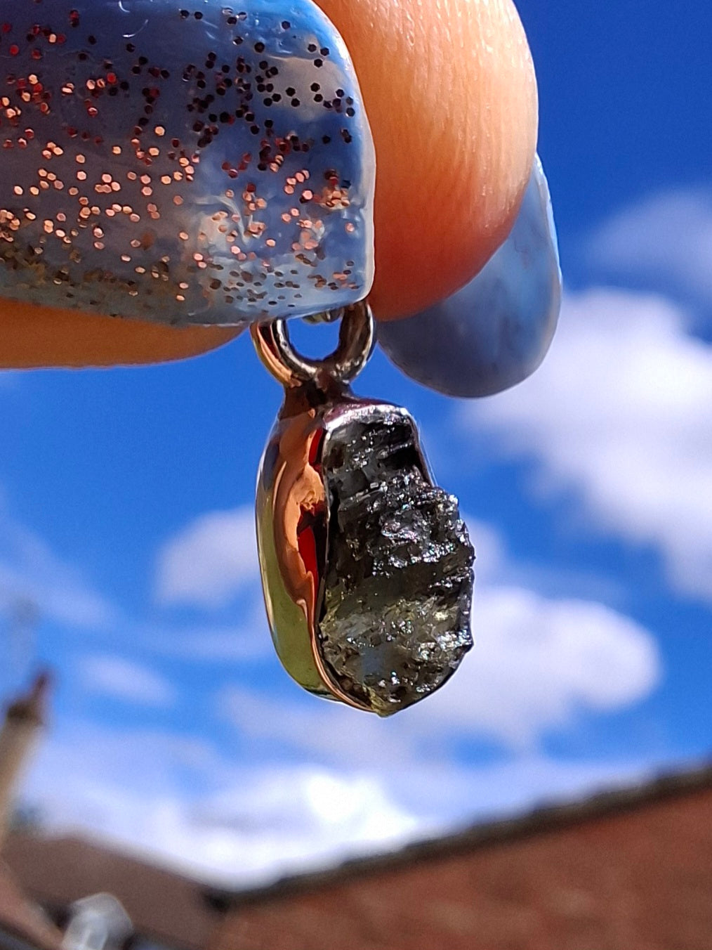 Moldavite Pendant, 925 Silver, Tektite (Ref: P89)