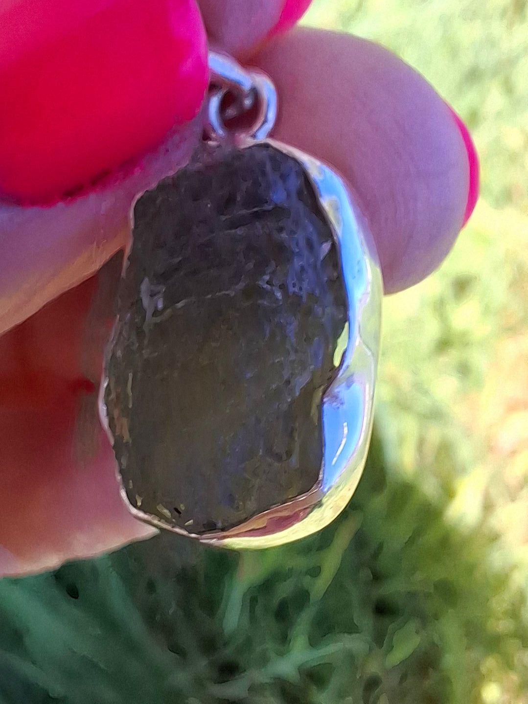 Moldavite Pendant, 925 Silver, Tektite (Ref: P433)