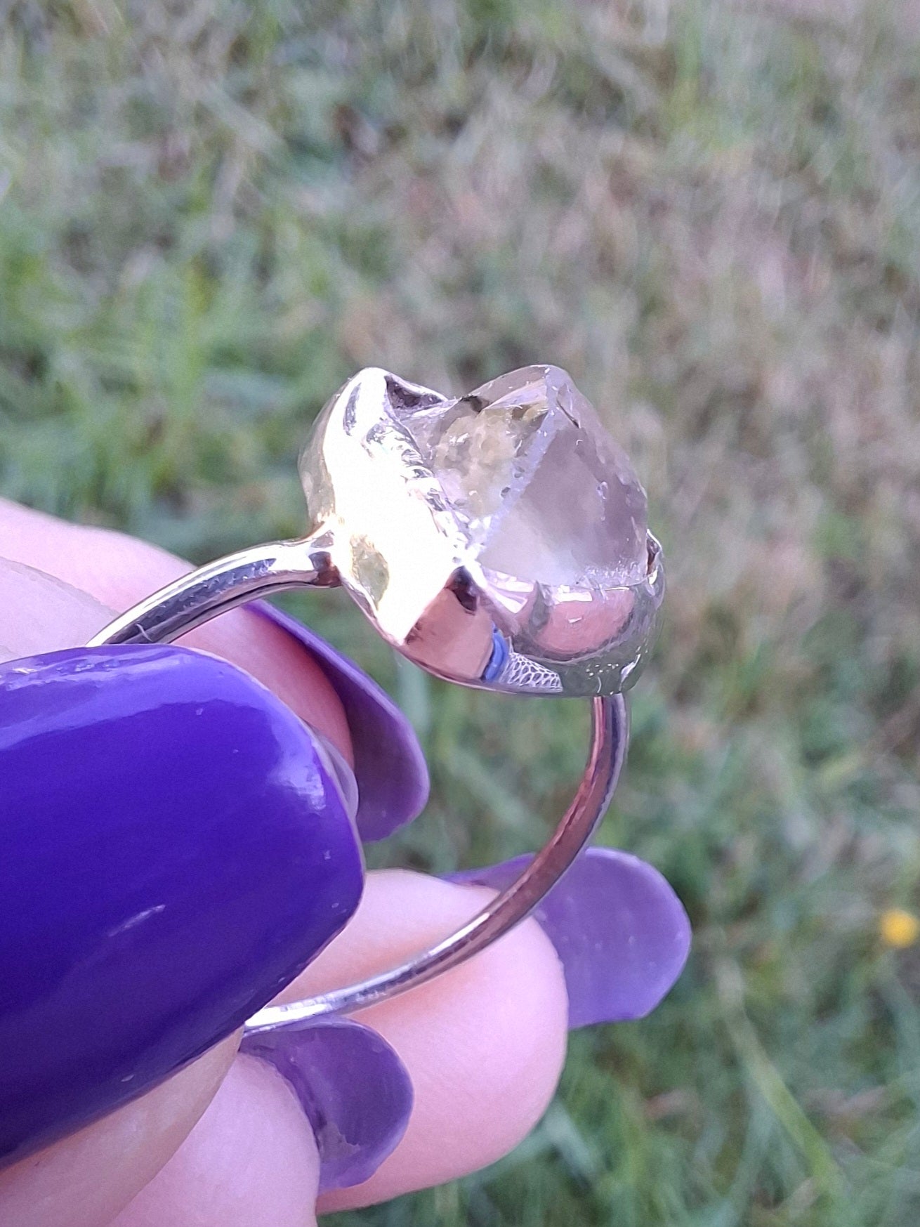 Libyan Desert Glass Ring, size small R, 925 Silver, Tektite (Ref: LR39)