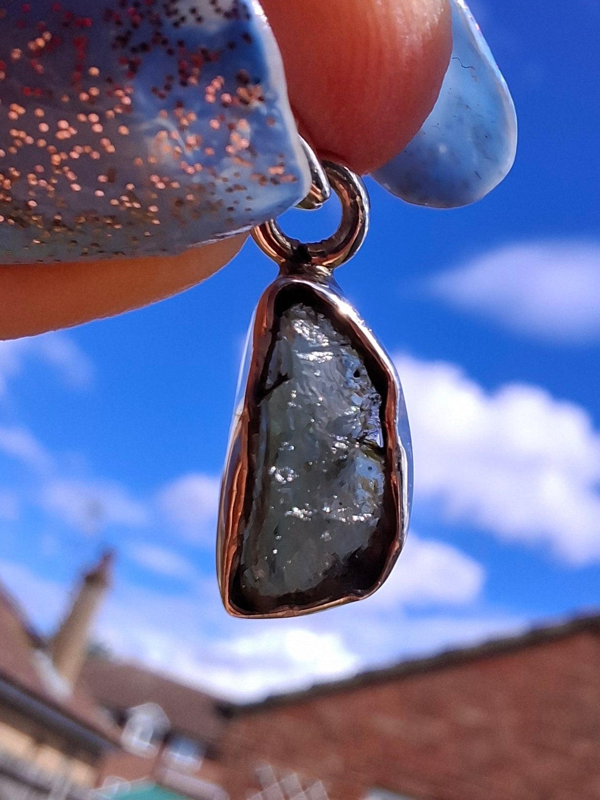 Moldavite Piece, 925 Silver, Tektite (Ref: P90)