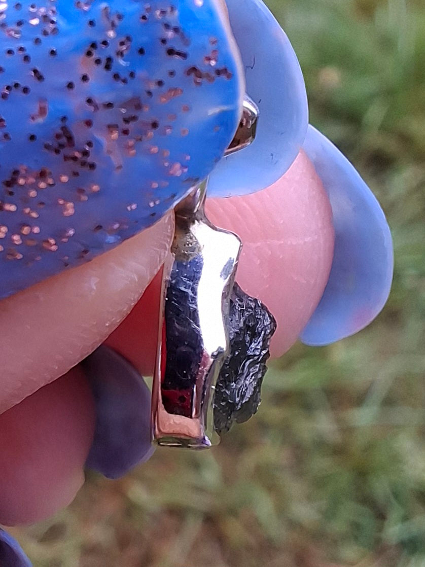 Moldavite Pendant, 925 Silver, Tektite (Ref: P69)