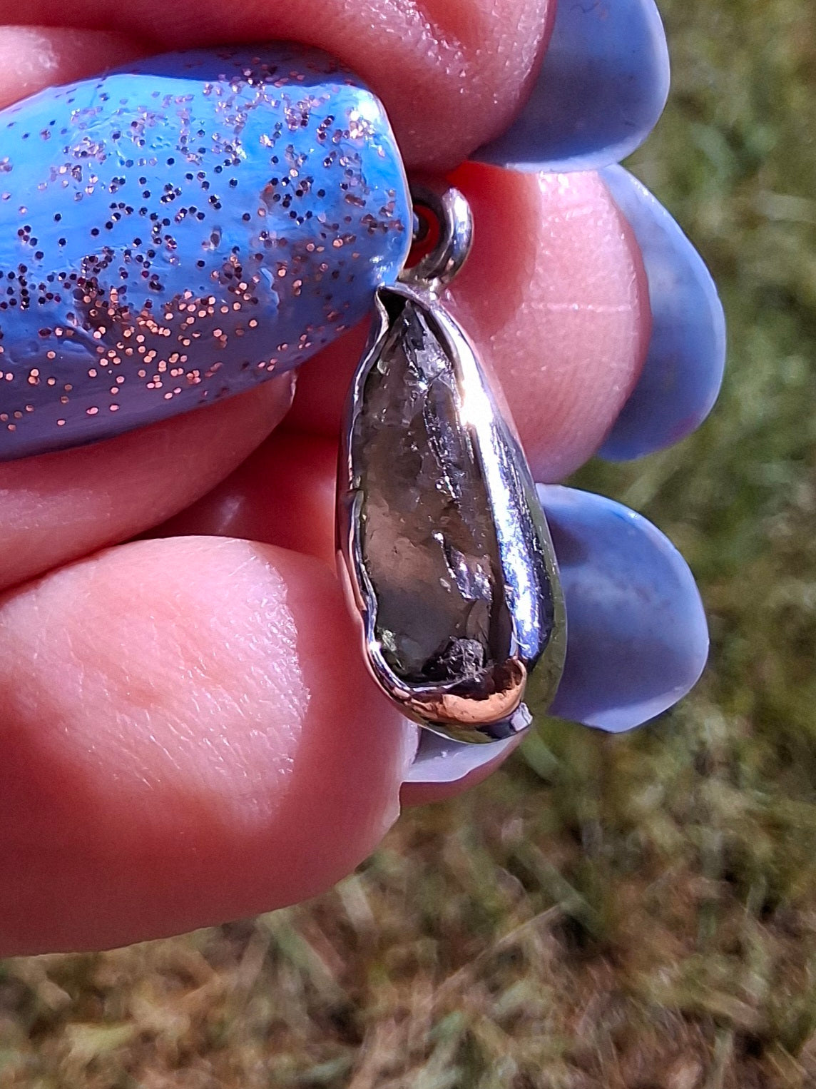 Moldavite Pendant, 925 Silver, Tektite (Ref: P95)