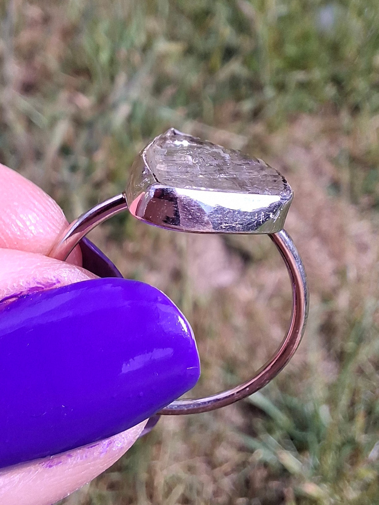 Libyan Desert Glass Ring, size large Q, 925 Silver, Tektite (Ref: LR35)