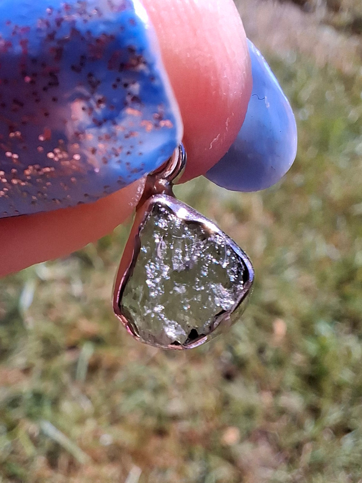Moldavite Pendant, 925 Silver, Tektite (Ref: P81)