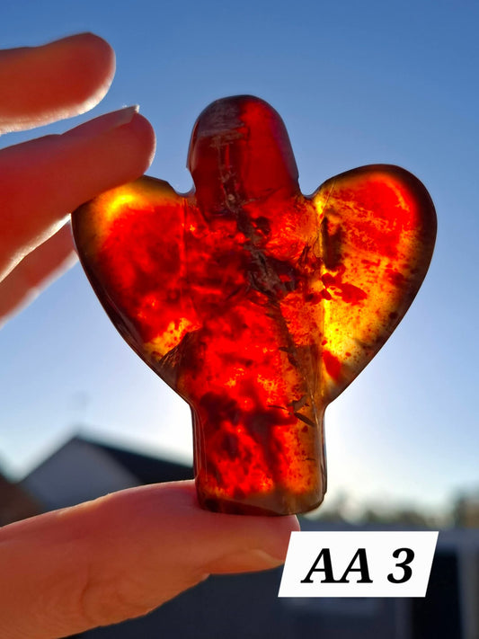 Red Amber Angel, 22.65, Carving, Fossil (Ref: AA3)