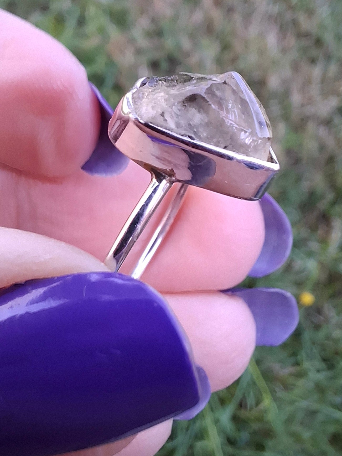 Libyan Desert Glass Ring, size large T, 925 Silver, Tektite (Ref: LR48)