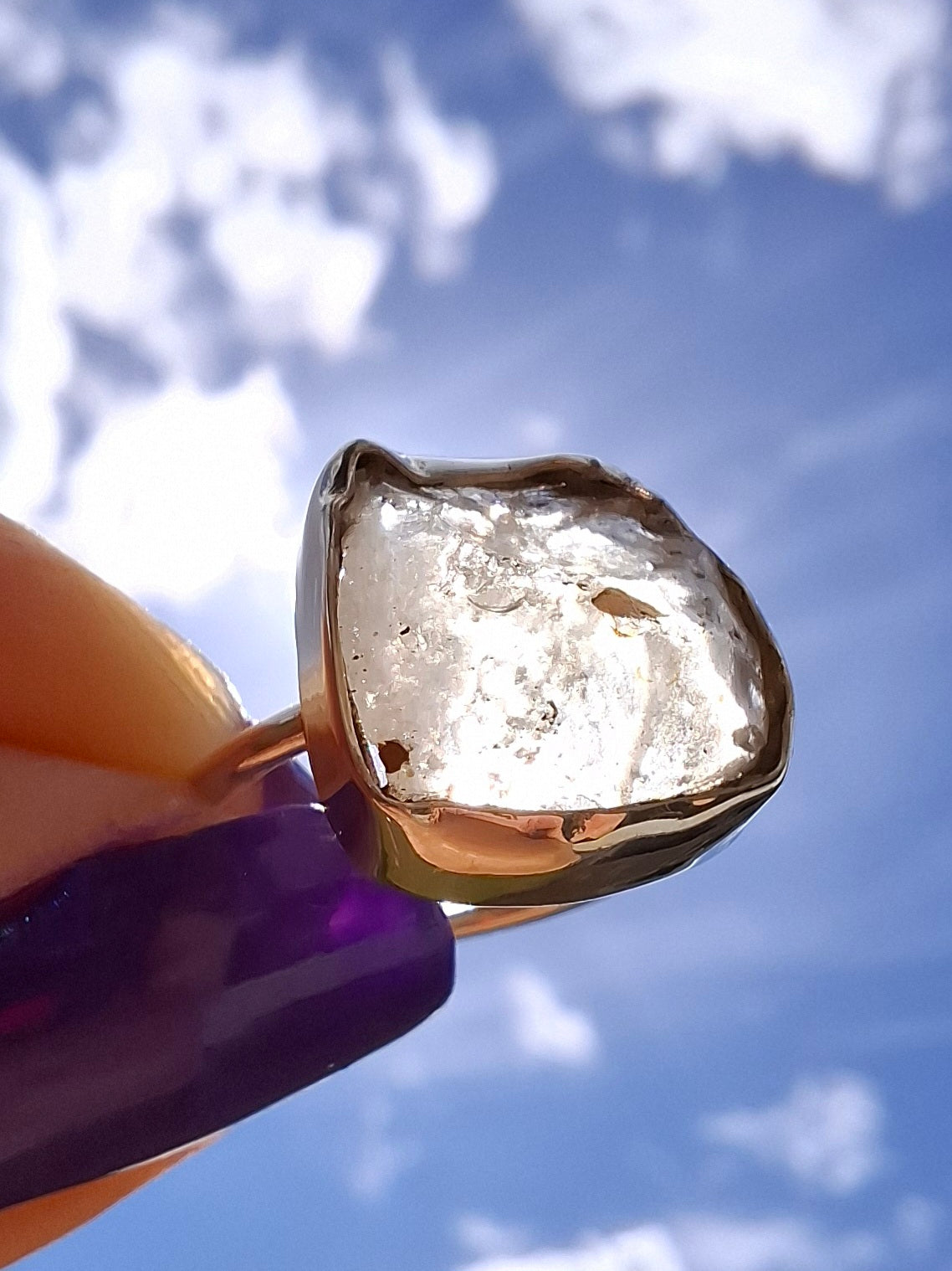 Libyan Desert Glass Ring, size P, 925 Silver, Tektite (Ref: LR27)