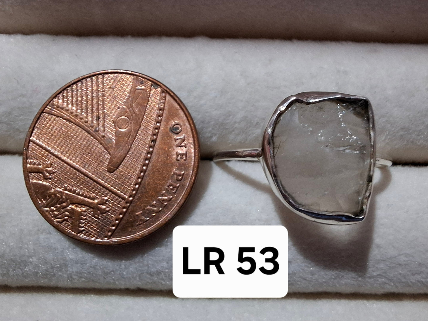 Libyan Desert Glass Ring, size large U, 925 Silver, Tektite (Ref: LR53)