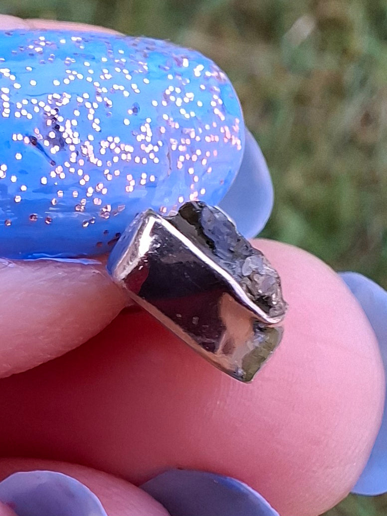 Moldavite Pendant, 925 Silver, Tektite (Ref: P49)