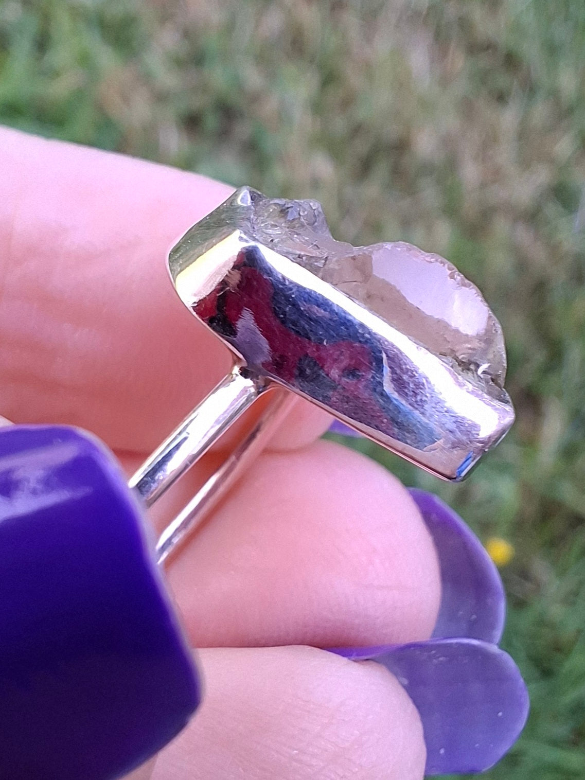 Libyan Desert Glass Ring, size U, 925 Silver, Tektite (Ref: LR52)