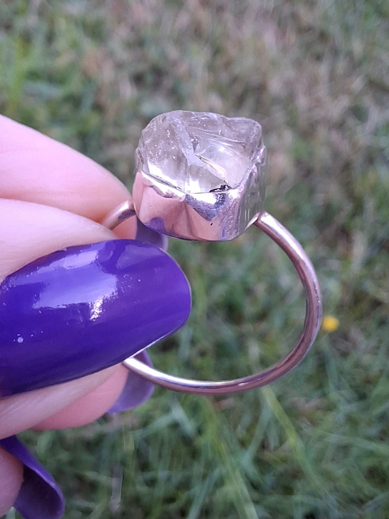 Libyan Desert Glass Ring, size small S, 925 Silver, Tektite (Ref: LR44)