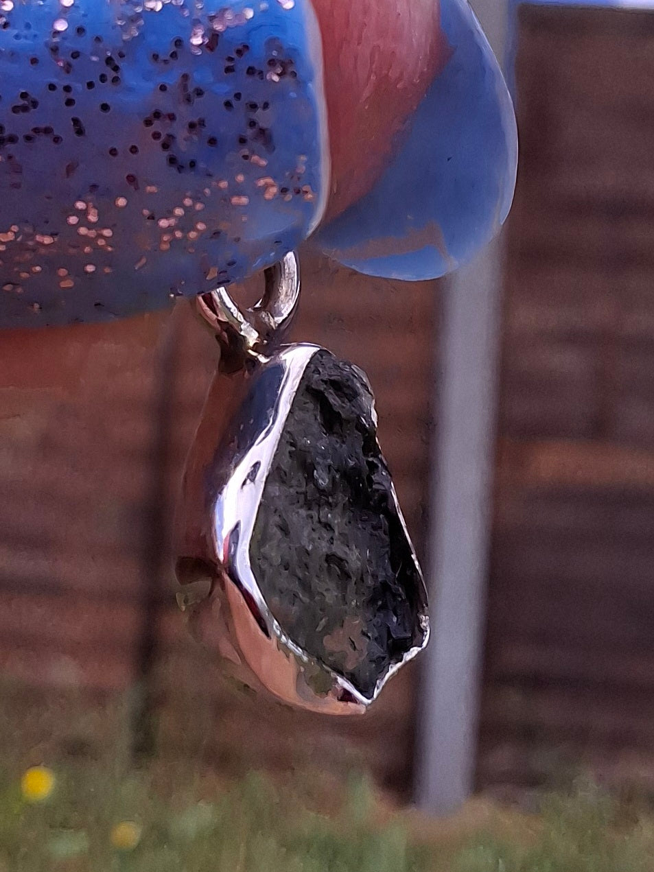 Moldavite Pendant, 925 Silver, Tektite (Ref: P76)