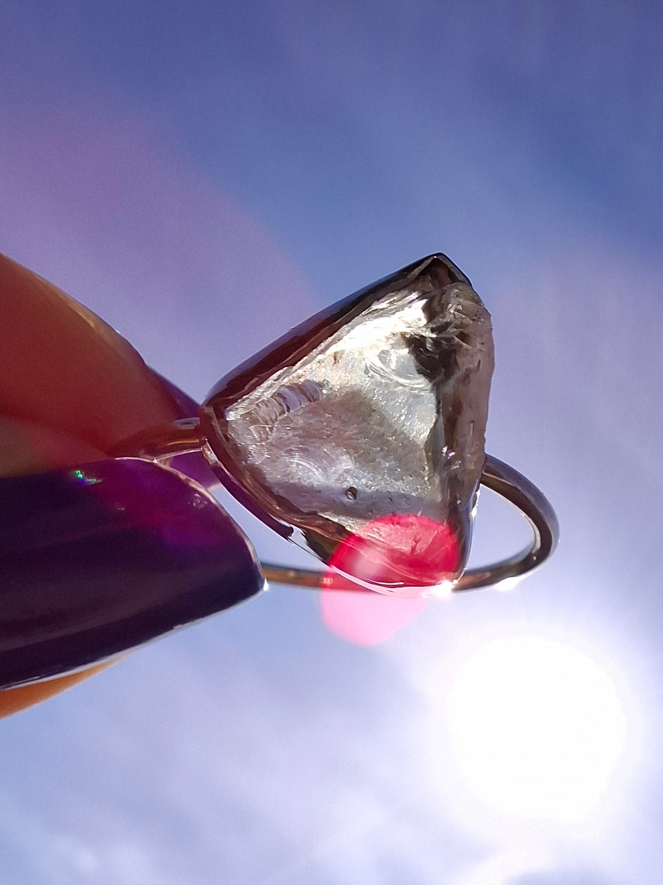 Libyan Desert Glass Ring, size large V, 925 Silver, Tektite (Ref: LR55)
