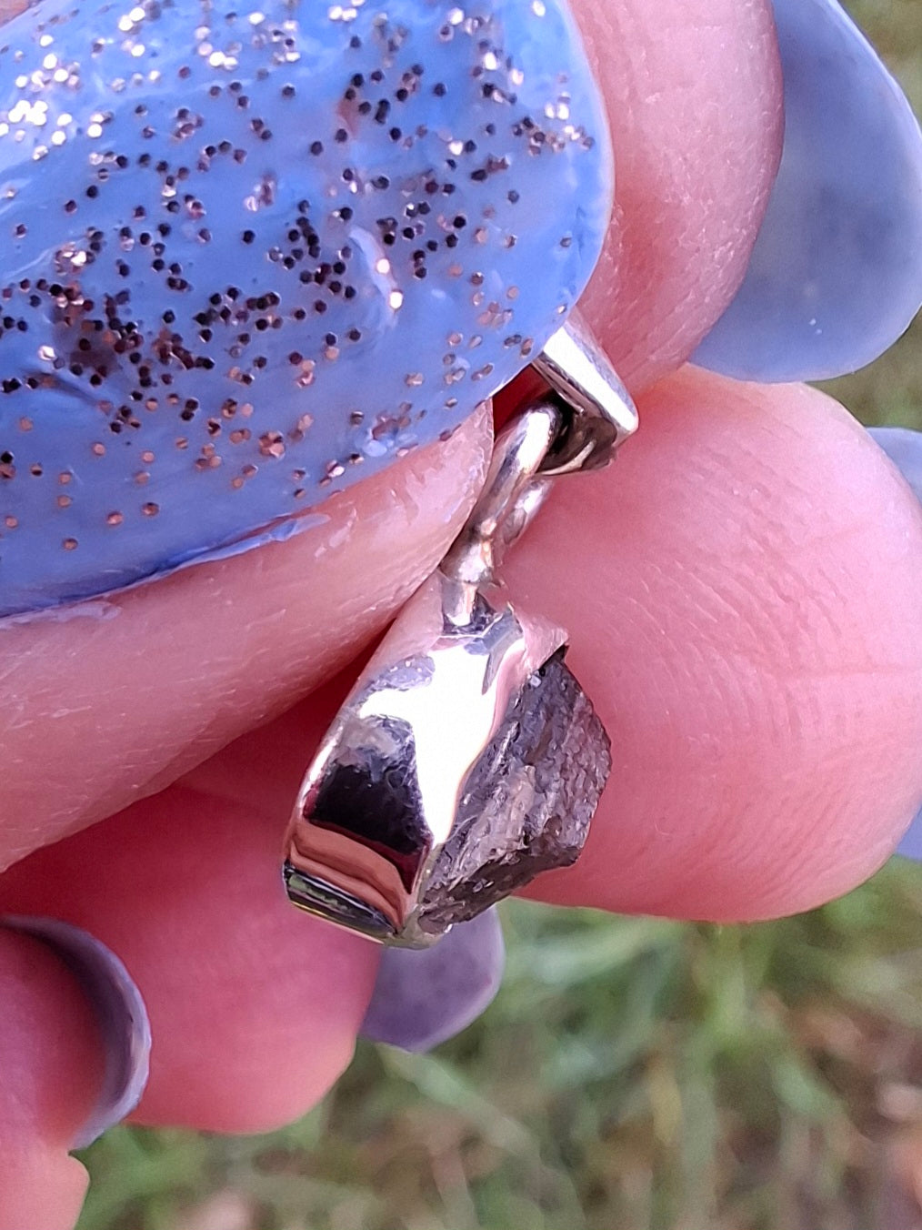 Moldavite Pendant, 925 Silver, Tektite (Ref: P57)