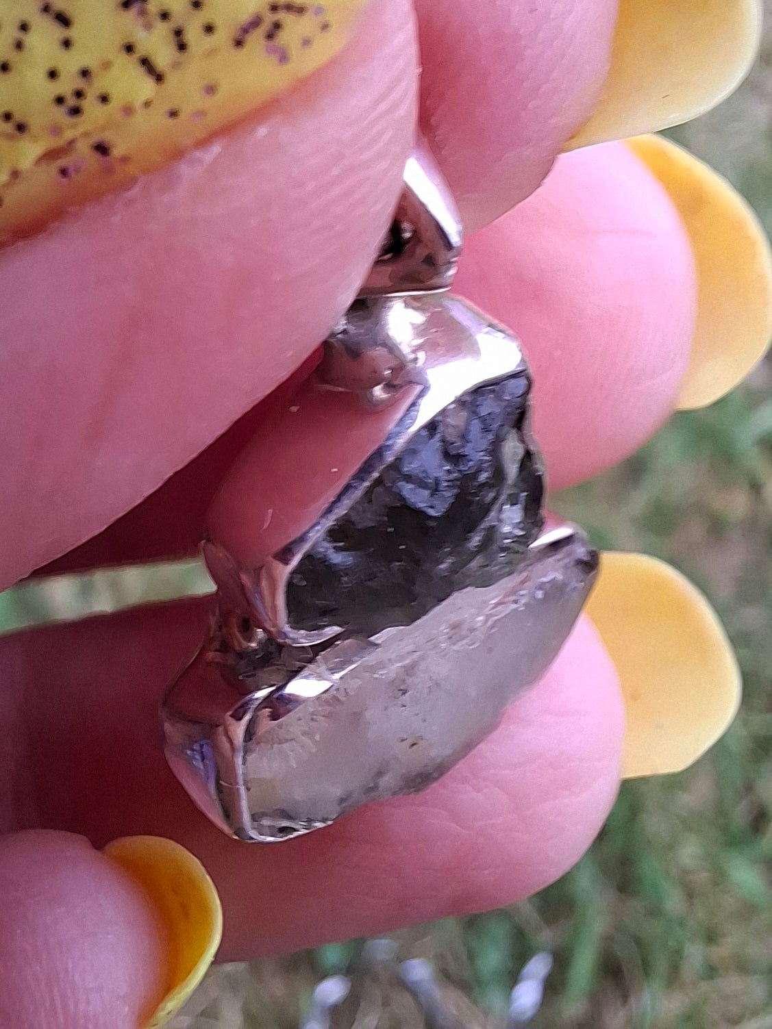Moldavite & Libyan Desert Glass Pendant, 925 Silver, Tektite (Ref: MLP11)