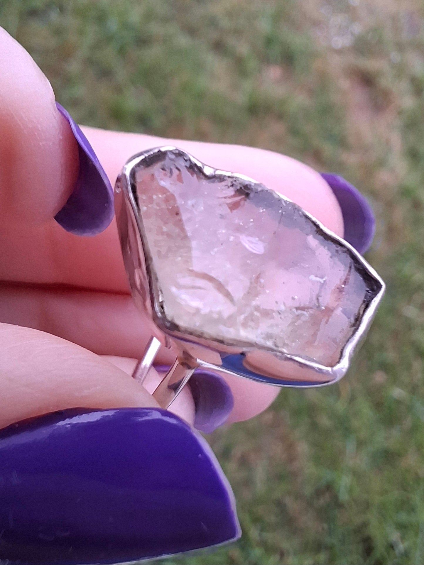 Libyan Desert Glass Ring, size large P, 925 Silver, Tektite (Ref: LR33)