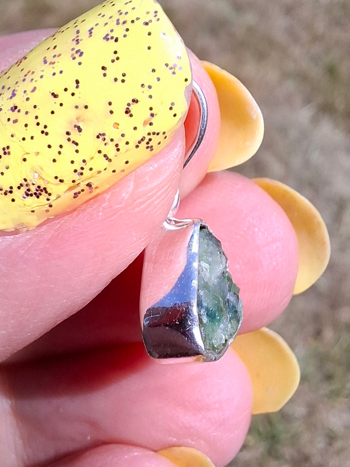 Green Tourmaline Pendant, 925 Silver, Crystal (Ref: GT16)