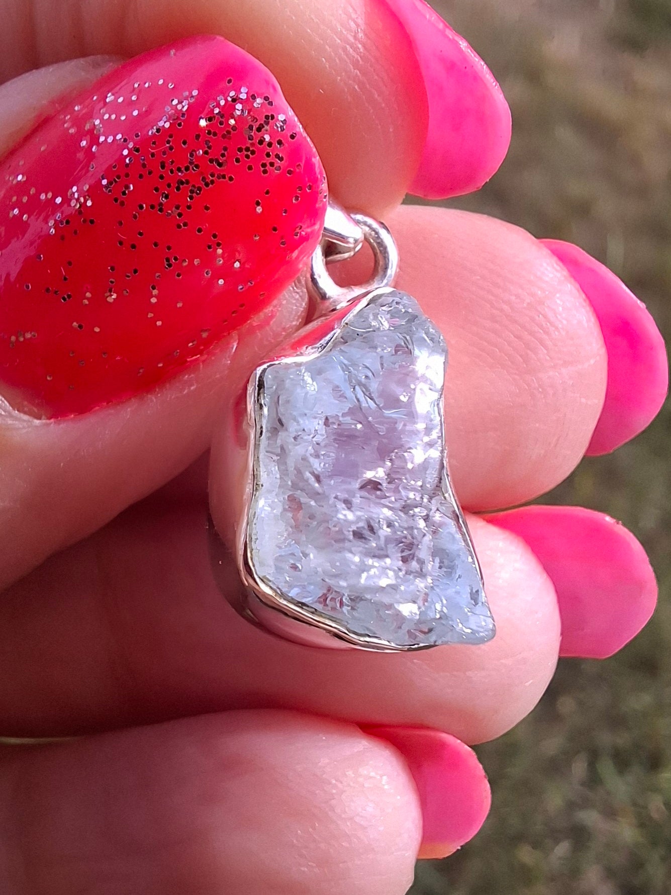 Aquamarine Pendant, 925 Silver, Crystal (Ref: AQ14)