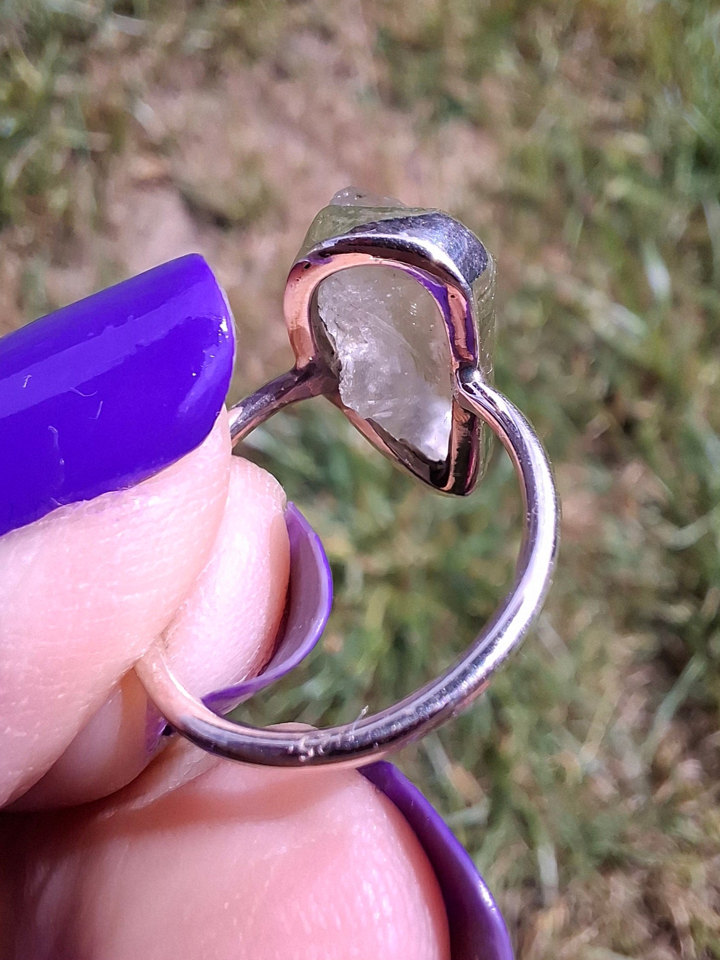 Libyan Desert Glass Ring, size large G, 925 Silver, Tektite (Ref: LR1)