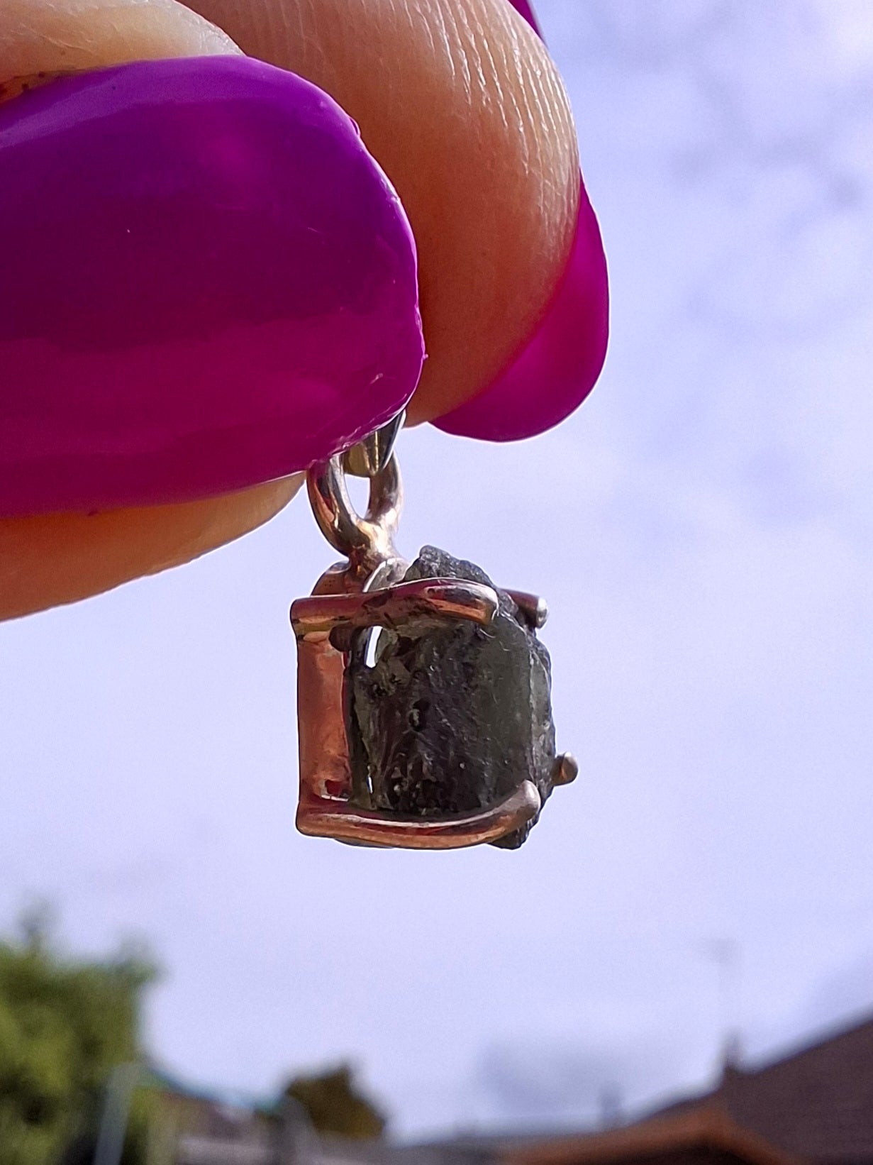 Moldavite Claw Pendant, 925 Silver, Tektite (Ref: P17)