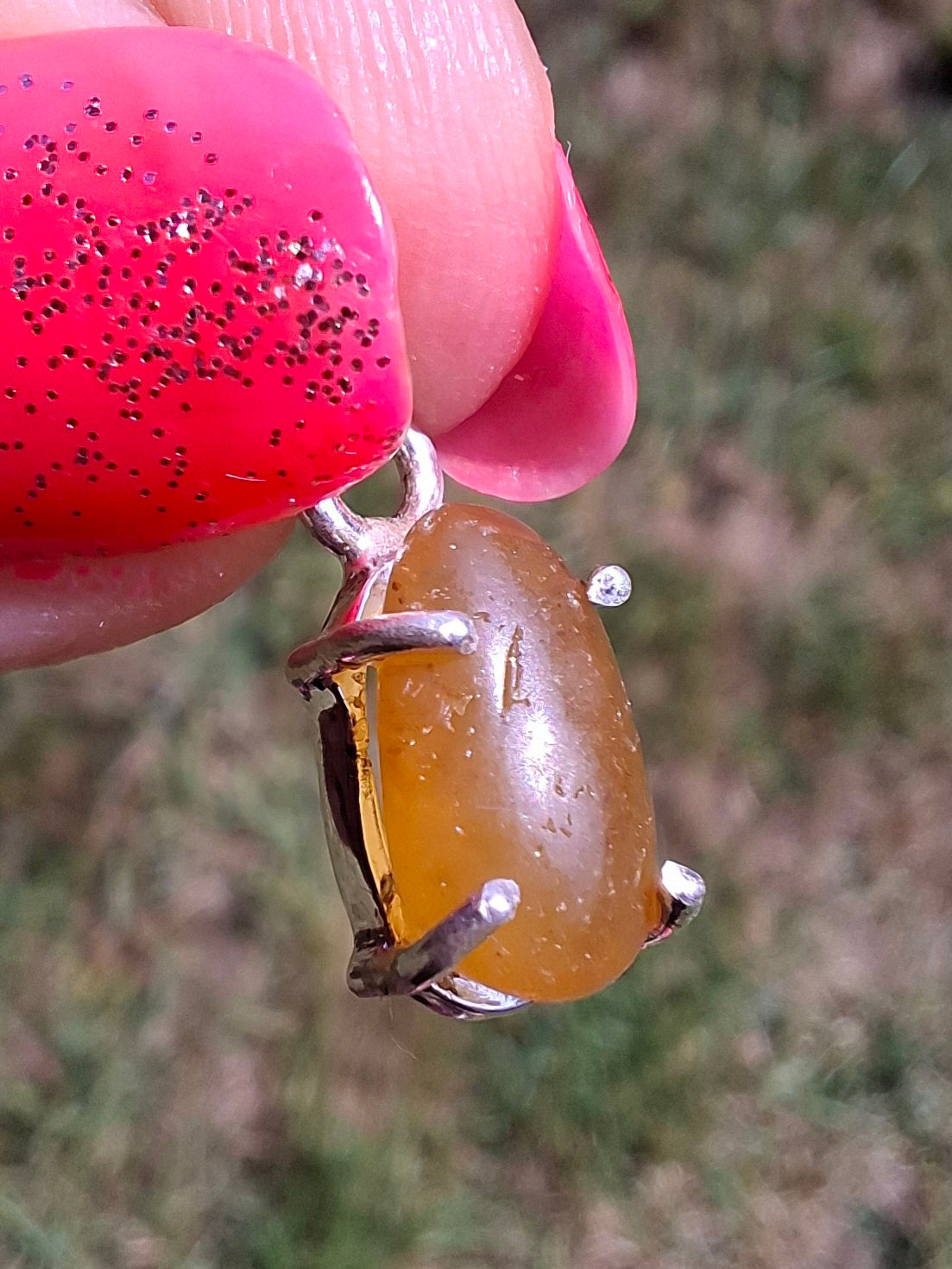 Baltic Amber Pendant, 925 Silver, Fossil (Ref: AP24)