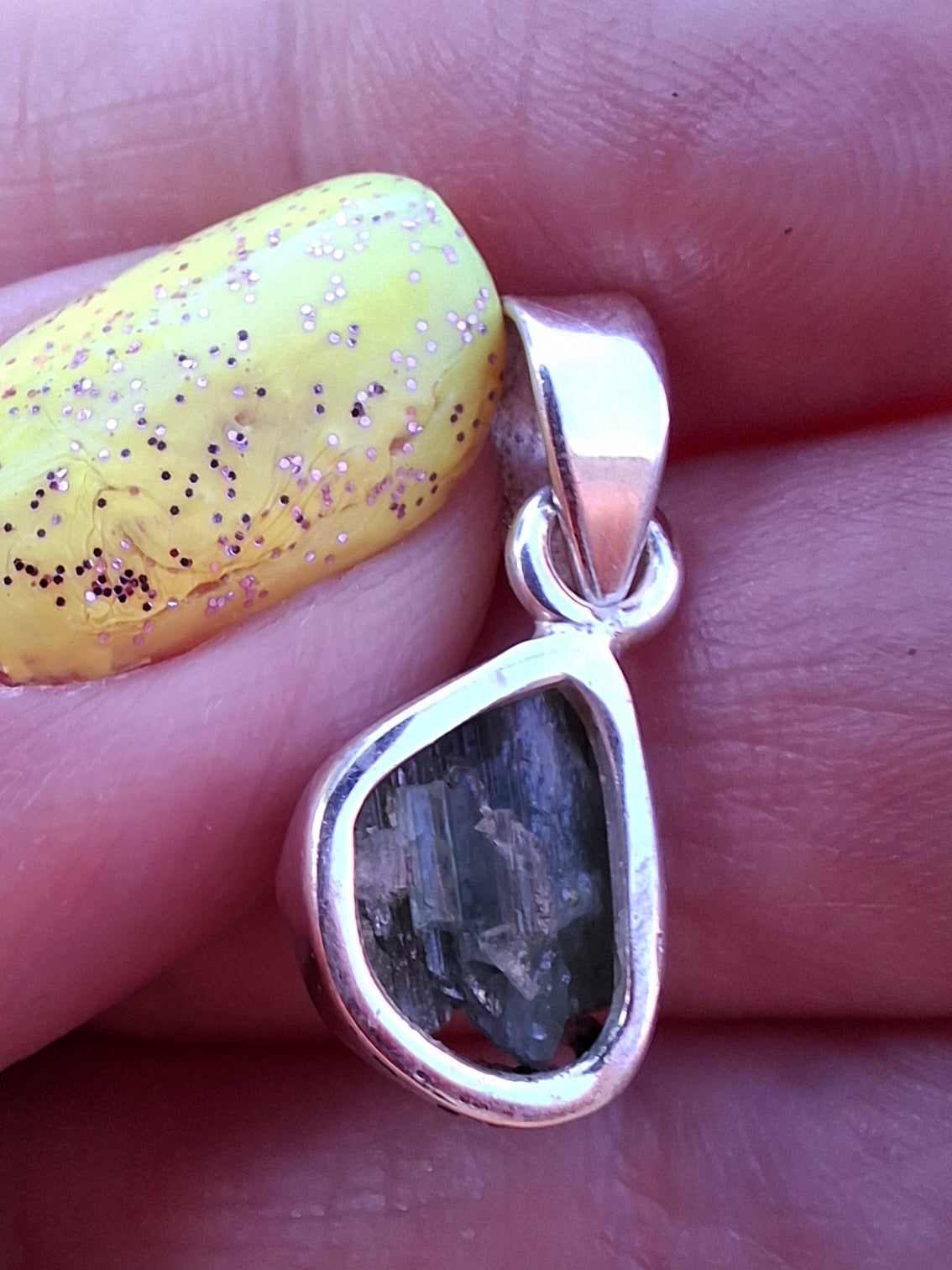 Green Tourmaline Pendant, 925 Silver, Crystal (Ref: GT7)