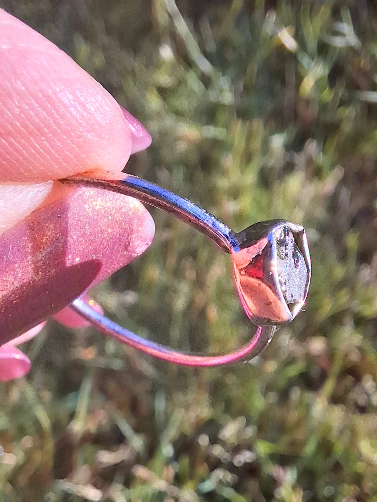 Moldavite Ring, size large T, 925 Silver, Tektite (Ref: R70)