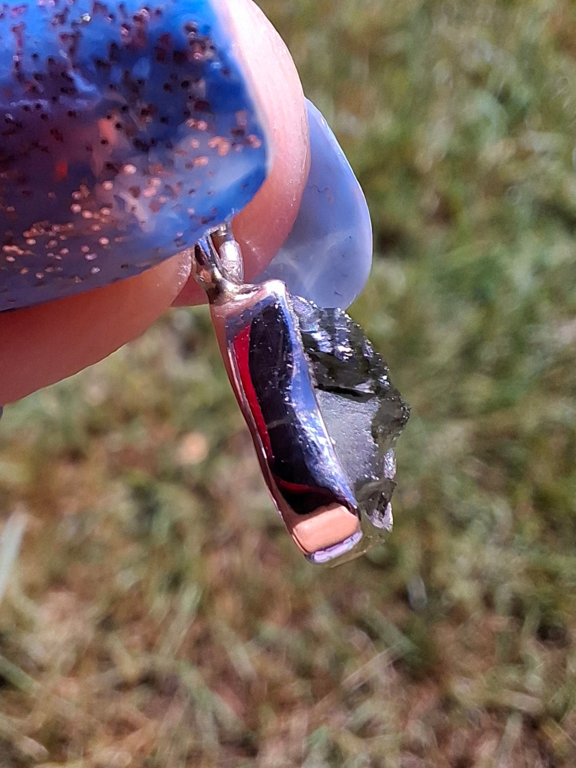 Moldavite Pendant, 925 Silver, Tektite (Ref: P72)