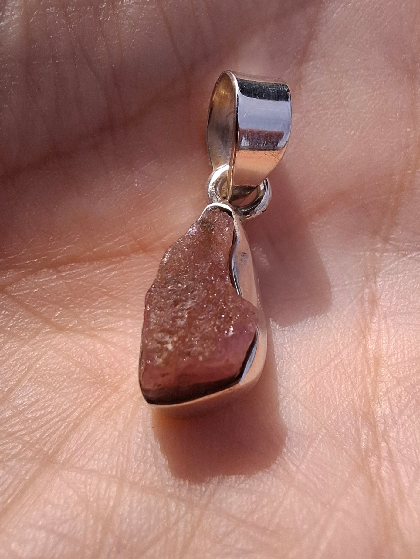 Pink Tourmaline Pendant, 925 Silver, Crystal (Ref: PT95)