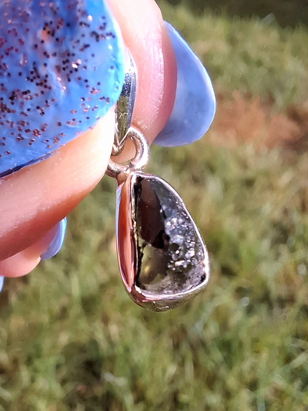 Moldavite Pendant, 925 Silver, Tektite (Ref: P51)