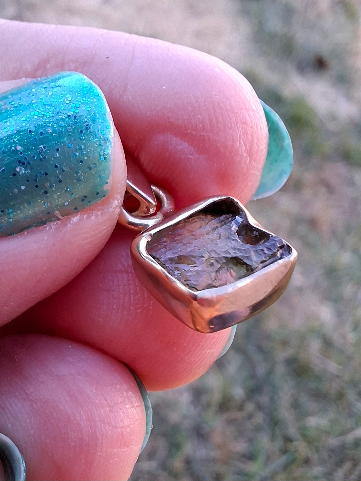 Moldavite Pendant, 14K GOLD Plated, Tektite (Ref: P453)