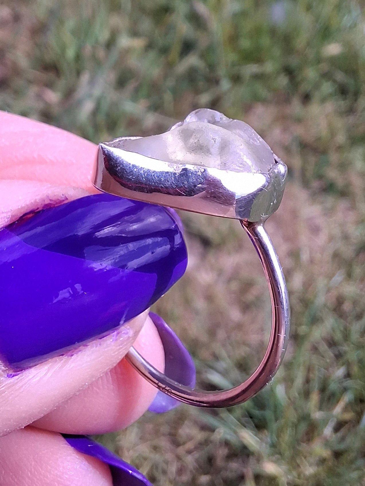 Libyan Desert Glass Ring, size large Q, 925 Silver, Tektite (Ref: LR36)