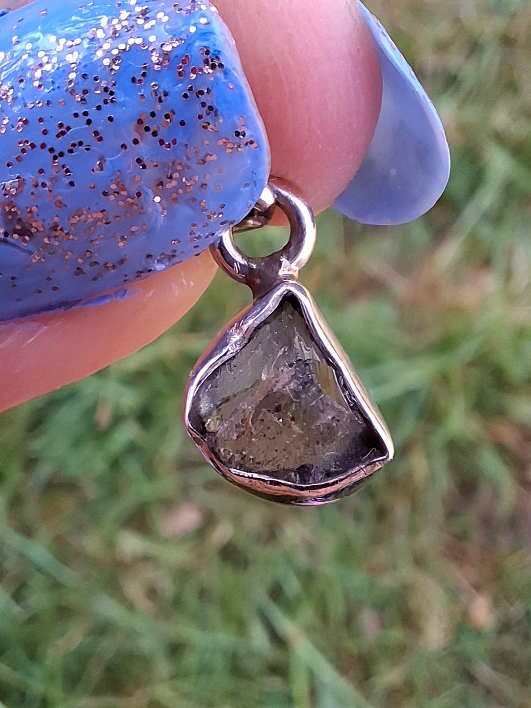 Moldavite Pendant, 925 Silver, Tektite (Ref: P38)