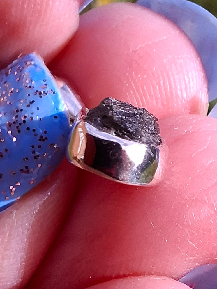 Moldavite Pendant, 925 Silver, Tektite (Ref: P35)