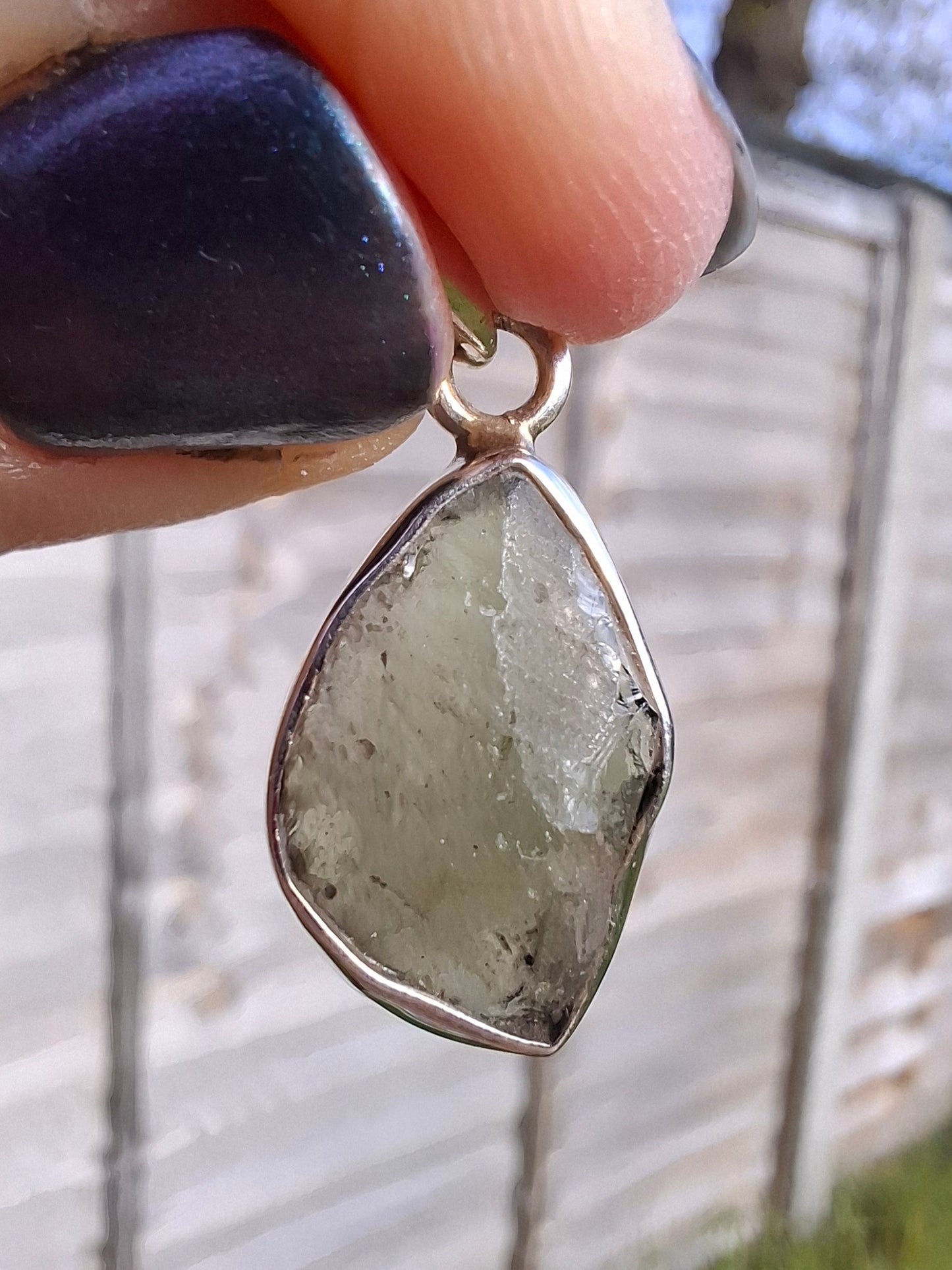 Moldavite Pendant, 925 Silver, Tektite (Ref: P10)