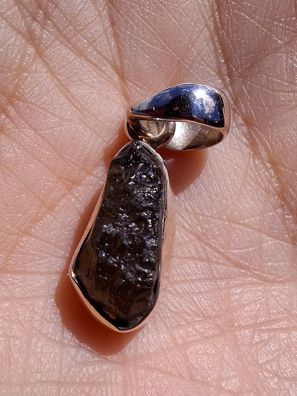 Moldavite Pendant, 925 Silver, Tektite (Ref: P79)